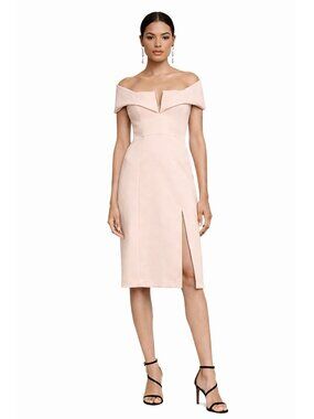 NWT BCBG MaxAzria Marquise in Bare Pink Off Shoulder Sheath Dress 0 $298